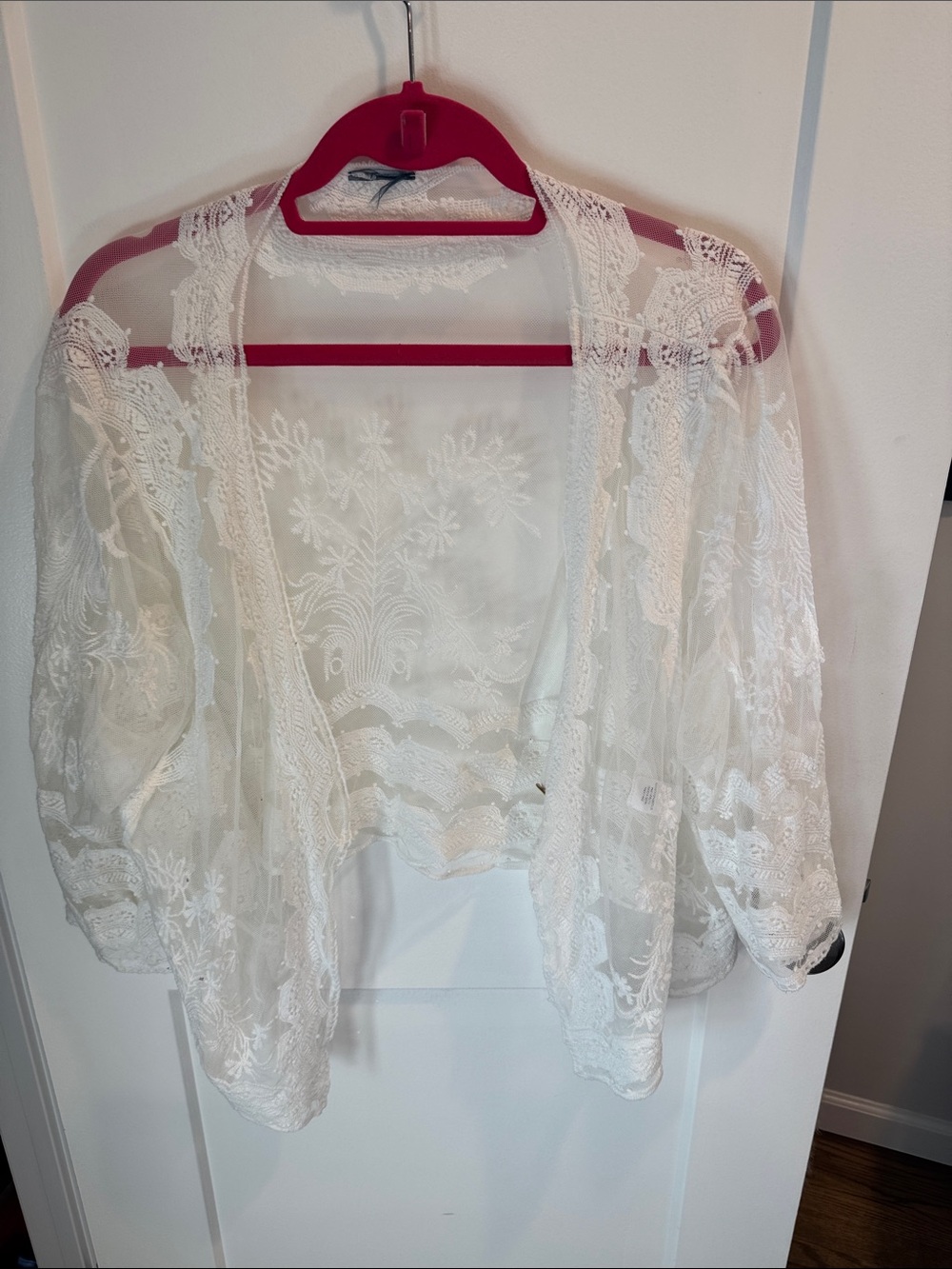 Sheer White Lace Kimono Cardigan